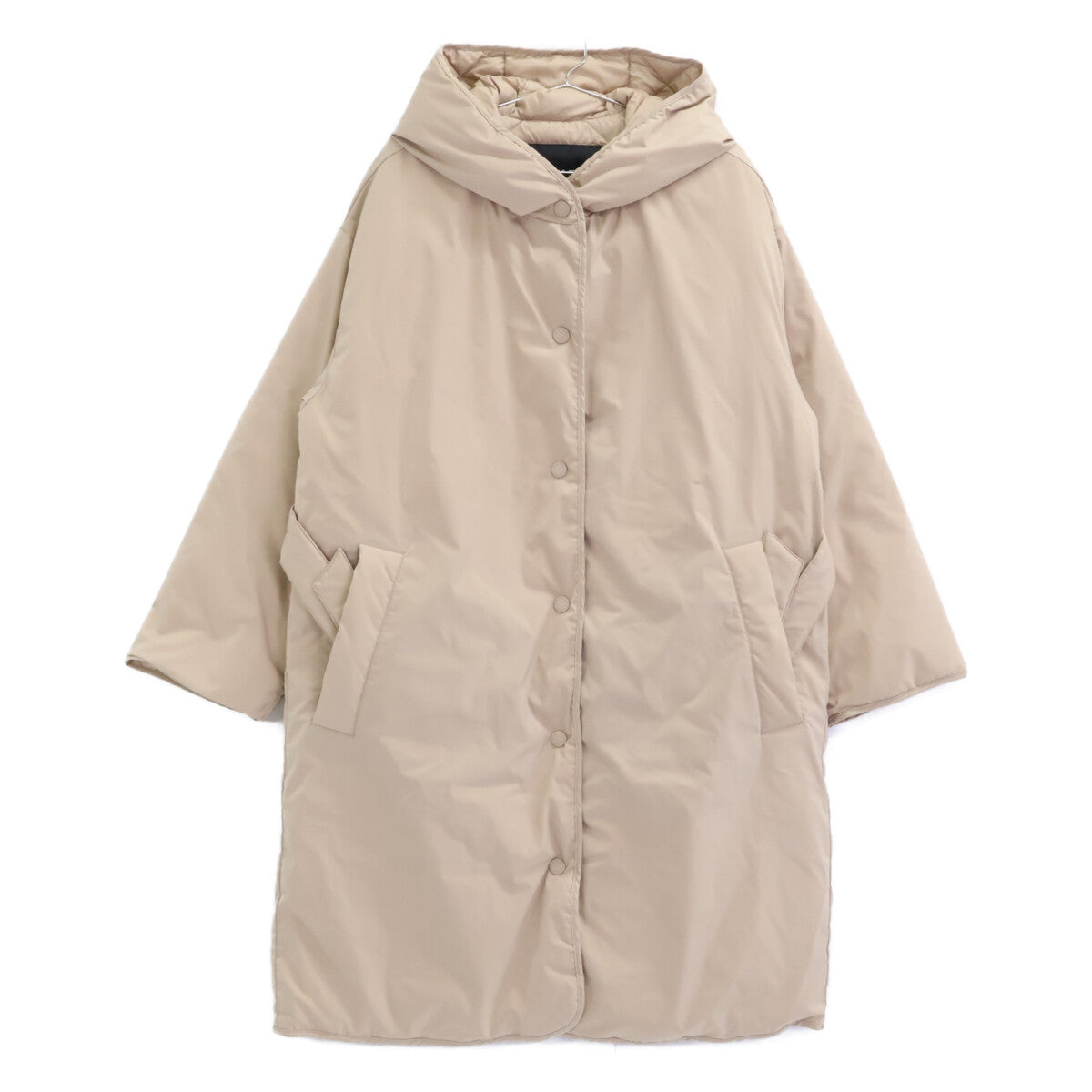 25254960426 BEIGE REVERSIBLE MEDIUM PADDING HOODED DOWN COAT Women's Coat Size 46