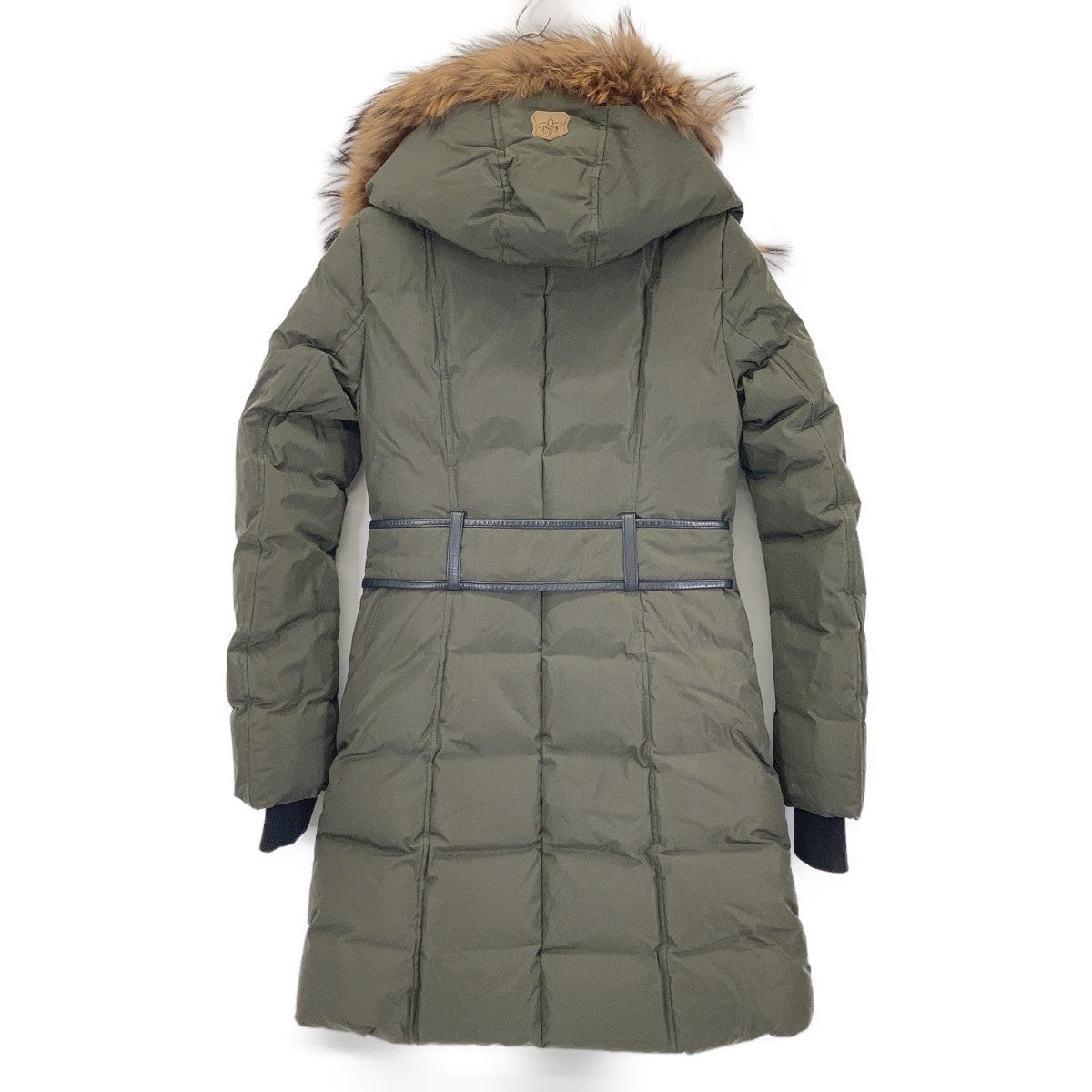 Mackage マッカージュ ADALI カーキ レザーパイピング フリースポケット ラクーンファーフーデッドダウンコート コート