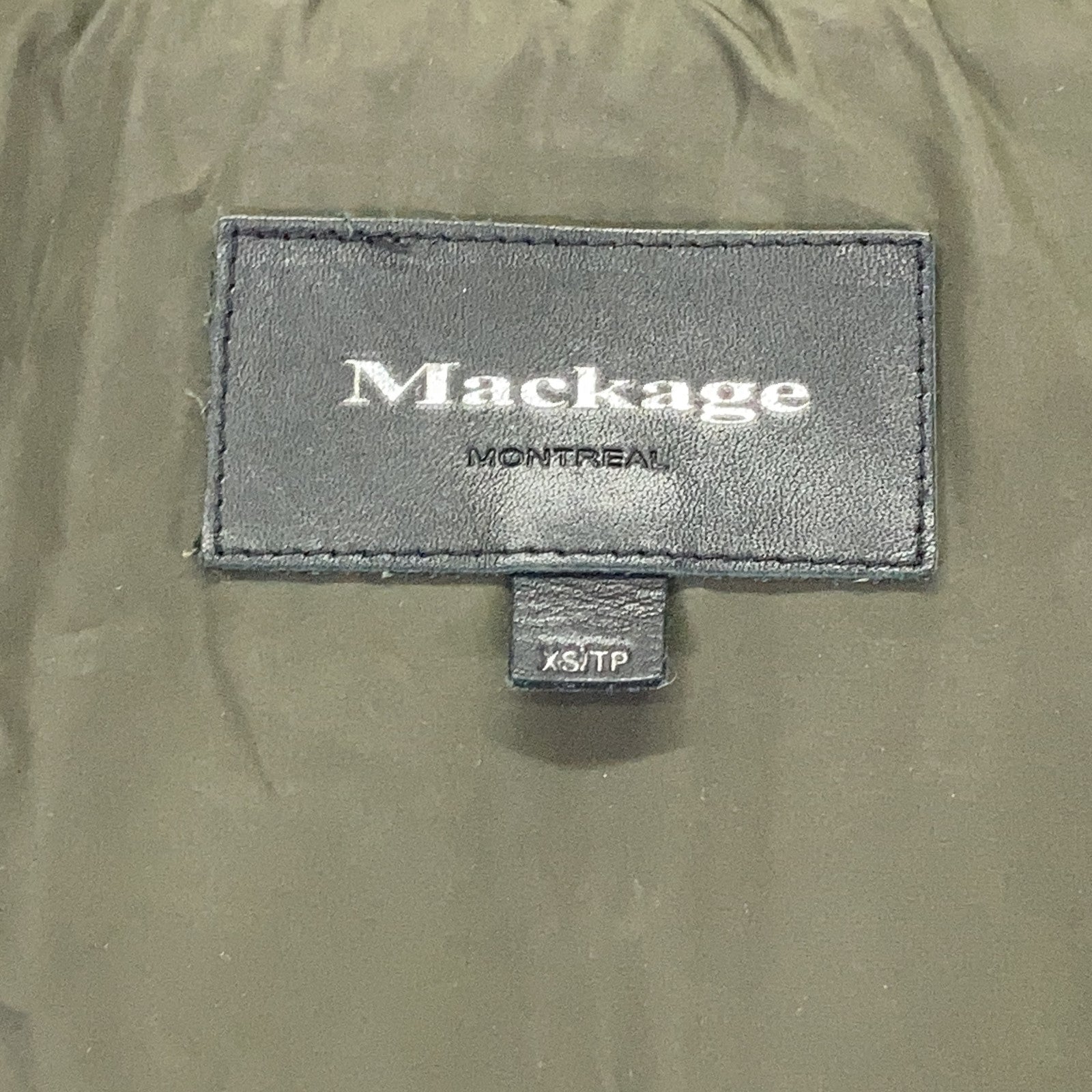 Mackage マッカージュ ADALI カーキ レザーパイピング フリースポケット ラクーンファーフーデッドダウンコート コート