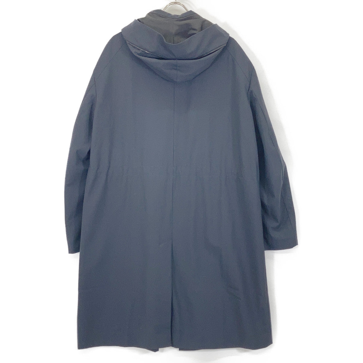 EMPORIO ARMANI Z1L810 Z1099 Navy Lambswool Hooded Zip Long Coat
