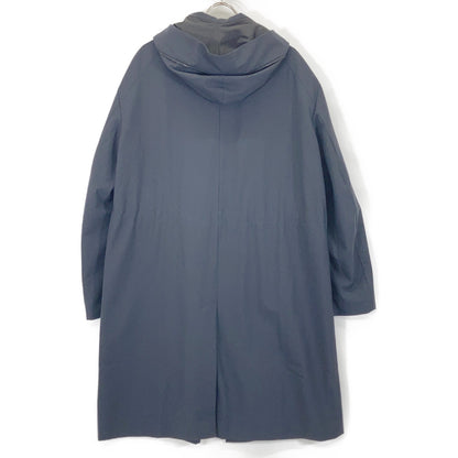 EMPORIO ARMANI Z1L810 Z1099 Navy Lambswool Hooded Zip Long Coat