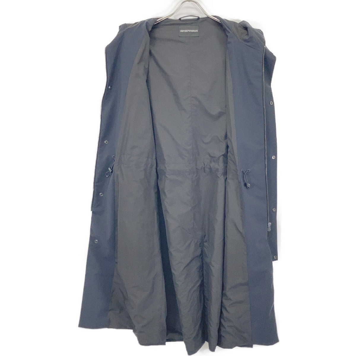 EMPORIO ARMANI Z1L810 Z1099 Navy Lambswool Hooded Zip Long Coat
