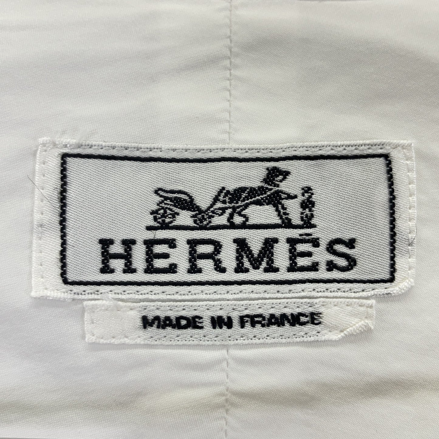 HERMES エルメス 21AW 12-5607 ホワイト×グレー コットン セリエカフスボタン レギュラーカラーオーバーサイズシャツ」 トップス