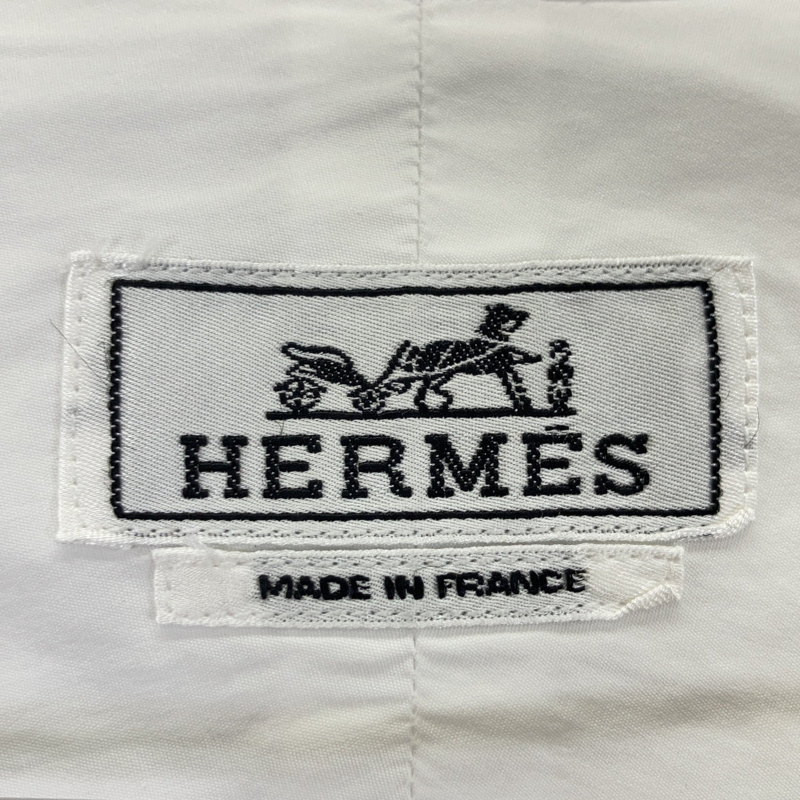 HERMES エルメス 21AW 12-5607 ホワイト×グレー コットン セリエカフスボタン レギュラーカラーオーバーサイズシャツ」 トップス