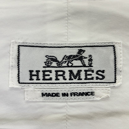 HERMES エルメス 21AW 12-5607 ホワイト×グレー コットン セリエカフスボタン レギュラーカラーオーバーサイズシャツ」 トップス