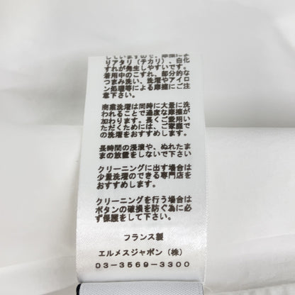 HERMES エルメス 21AW 12-5607 ホワイト×グレー コットン セリエカフスボタン レギュラーカラーオーバーサイズシャツ」 トップス