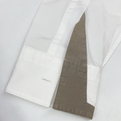 HERMES エルメス 21AW 12-5607 ホワイト×グレー コットン セリエカフスボタン レギュラーカラーオーバーサイズシャツ」 トップス