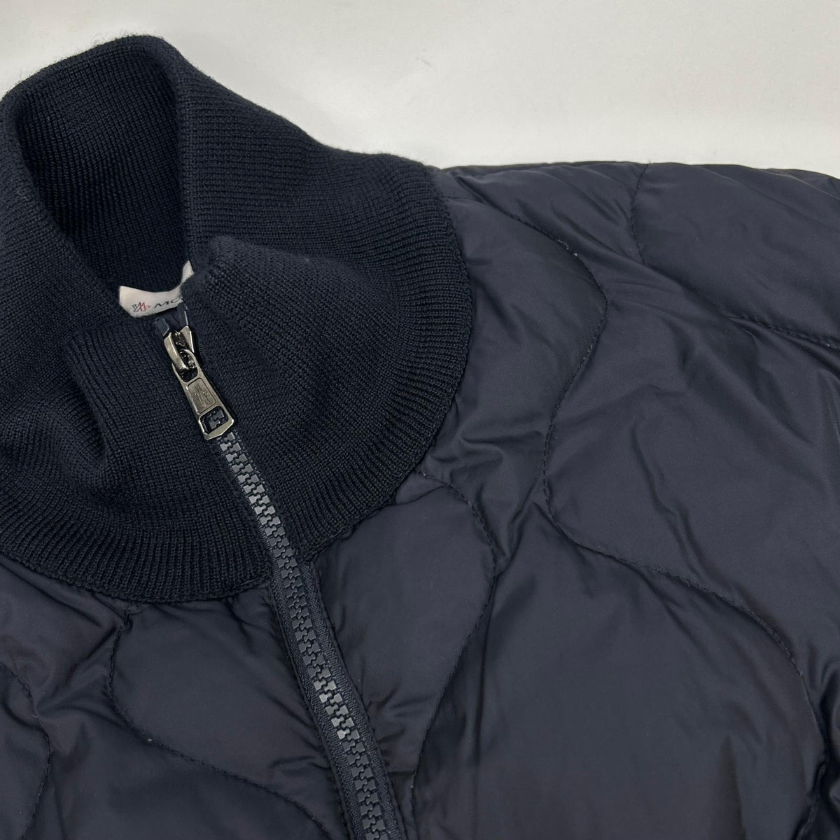 MONCLER モンクレール navy MAGLIONE TRICOT CARDIGAN knit-panel down jacket jacket
