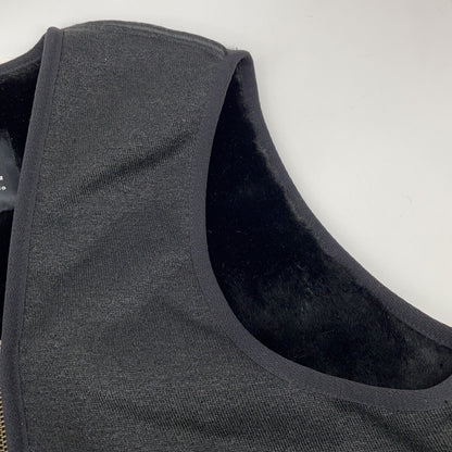 232MLI0035 Black Front Zip Fur Liner Vest Slim Fit Vest 36 Men's