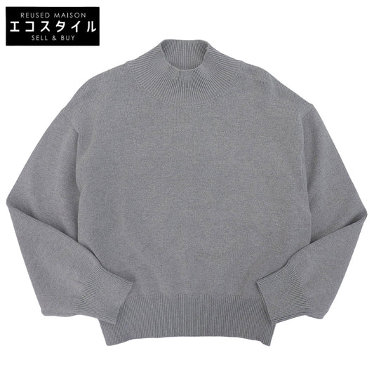 Like New High-Neck Knit Pullover Top Women's Gray 36 A746-013 Top 36 Women's