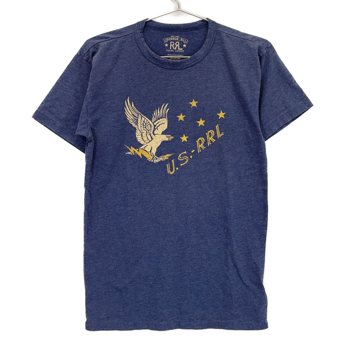 RRL Double RL 782857066001 Navy Cotton Blend Garment-Dyed Graphic Short-Sleeve Cut-and-Sew Top