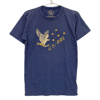 RRL Double RL 782857066001 Navy Cotton Blend Garment-Dyed Graphic Short-Sleeve Cut-and-Sew Top