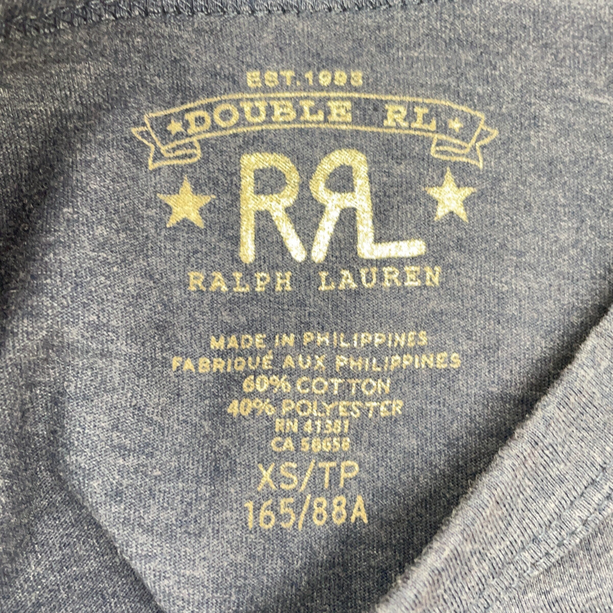 RRL Double RL 782857066001 Navy Cotton Blend Garment-Dyed Graphic Short-Sleeve Cut-and-Sew Top