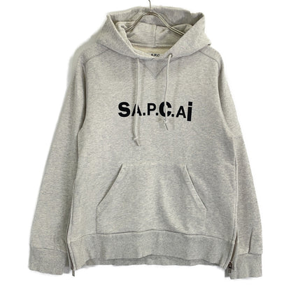 A.P.C. x sacai M27655 Grey HOODIE TAIYO Side Zip Print Pullover Hoodie Top