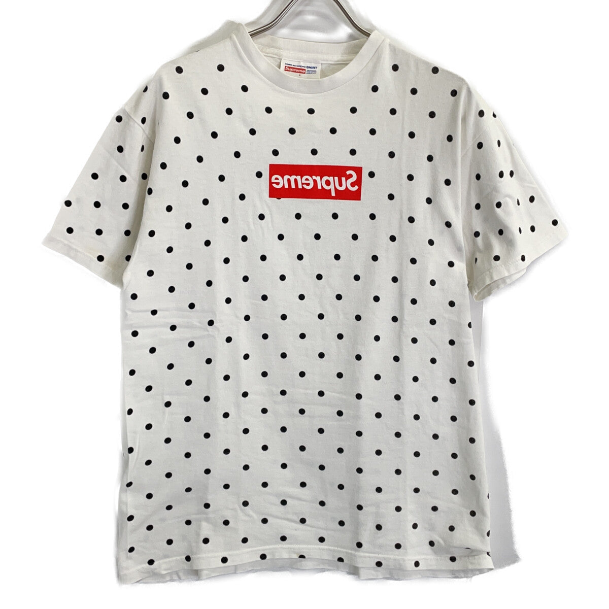 Supreme x COMME des GARCONS SHIRTS 12SS White Box Logo Tee Dot Pattern Mirror Box Logo T-shirt Tops