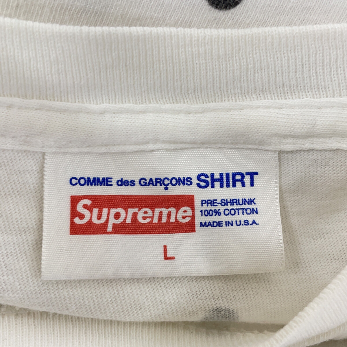 Supreme x COMME des GARCONS SHIRTS 12SS White Box Logo Tee Dot Pattern Mirror Box Logo T-shirt Tops