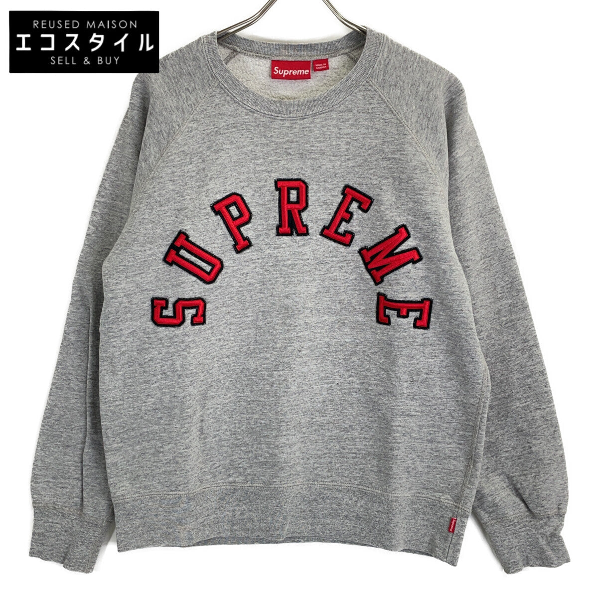 Supreme Supreme 灰色 Arc Logo Crewneck 弧形徽标圆领衫 上衣 M 男士