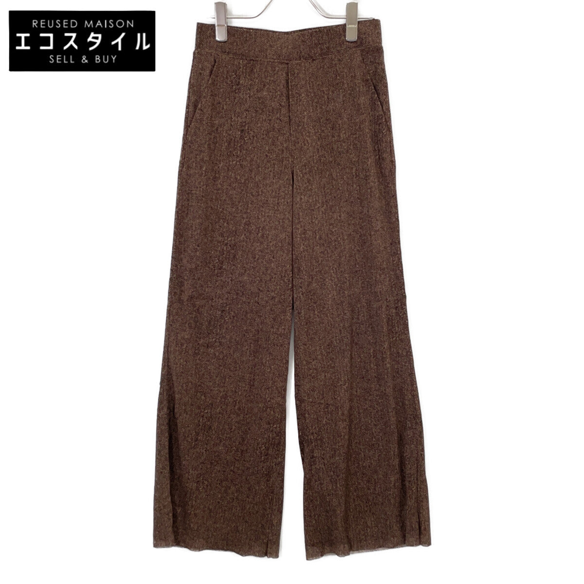 VIVIENNE TAM 2025 Brown Herringbone Net Pants Bottoms 38