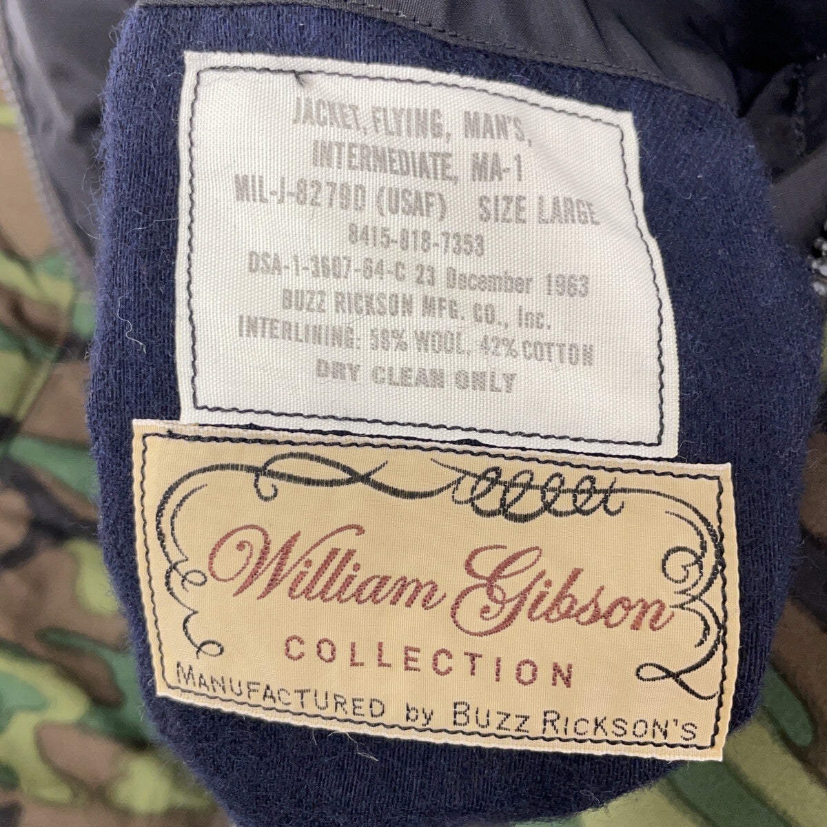 BUZZ RICKSON'S Buzz Rickson's 黑色×迷彩 WILLIAM GIBSON COLLECTION MA-1 D-TYPE 夹克 L