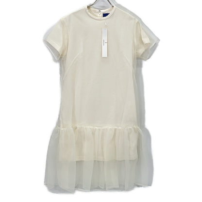 AKIRA NAKA AS1905-WH Ivory Layered Organza Short Sleeve Dress