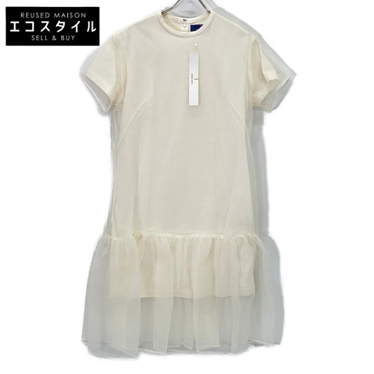 AKIRA NAKA AS1905-WH Ivory Layered Organza Short Sleeve Dress
