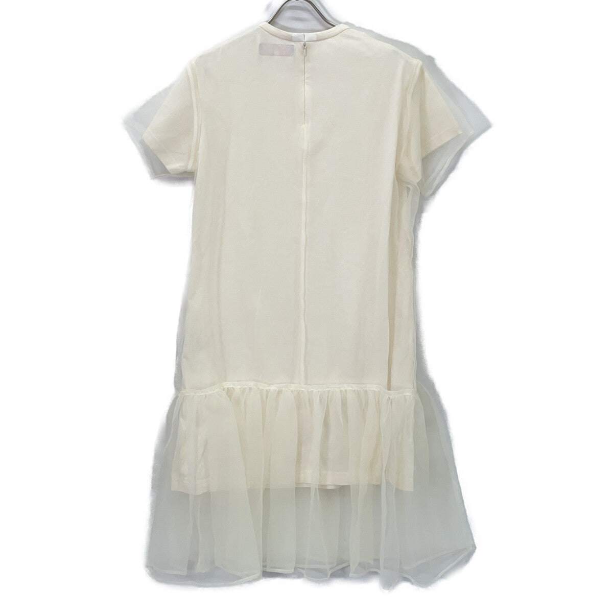 AKIRA NAKA AS1905-WH Ivory Layered Organza Short Sleeve Dress