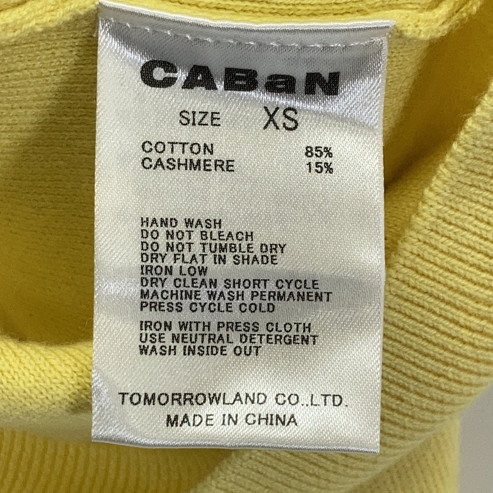 CABaN Yellow Cotton Cashmere Crew Neck Cardigan Top
