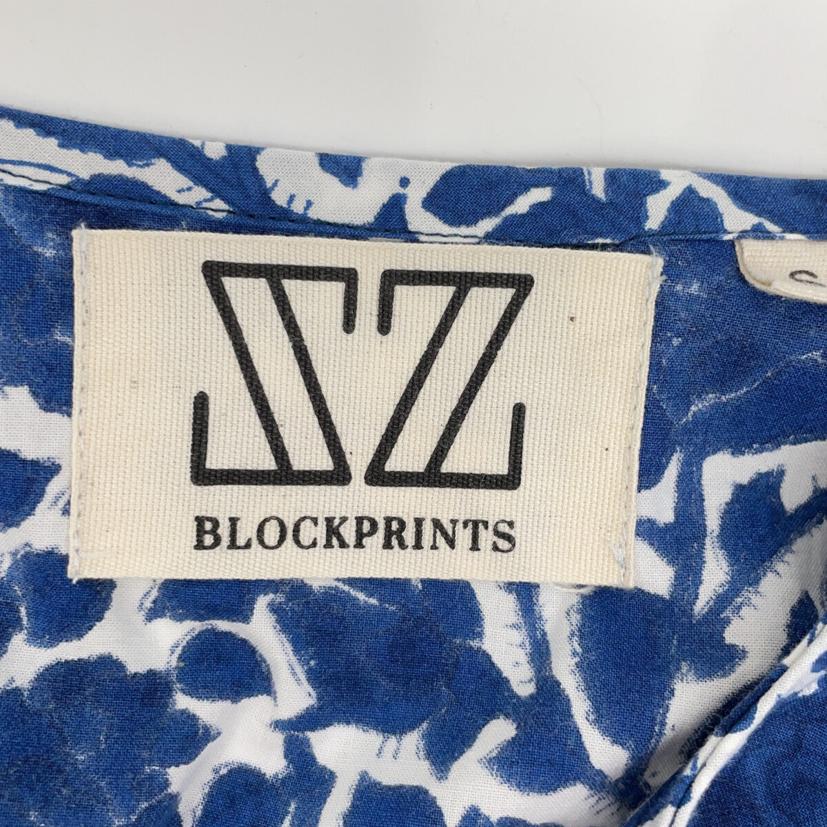 SZ Blockprints Blue Rose Design Puff-Sleeve Dress