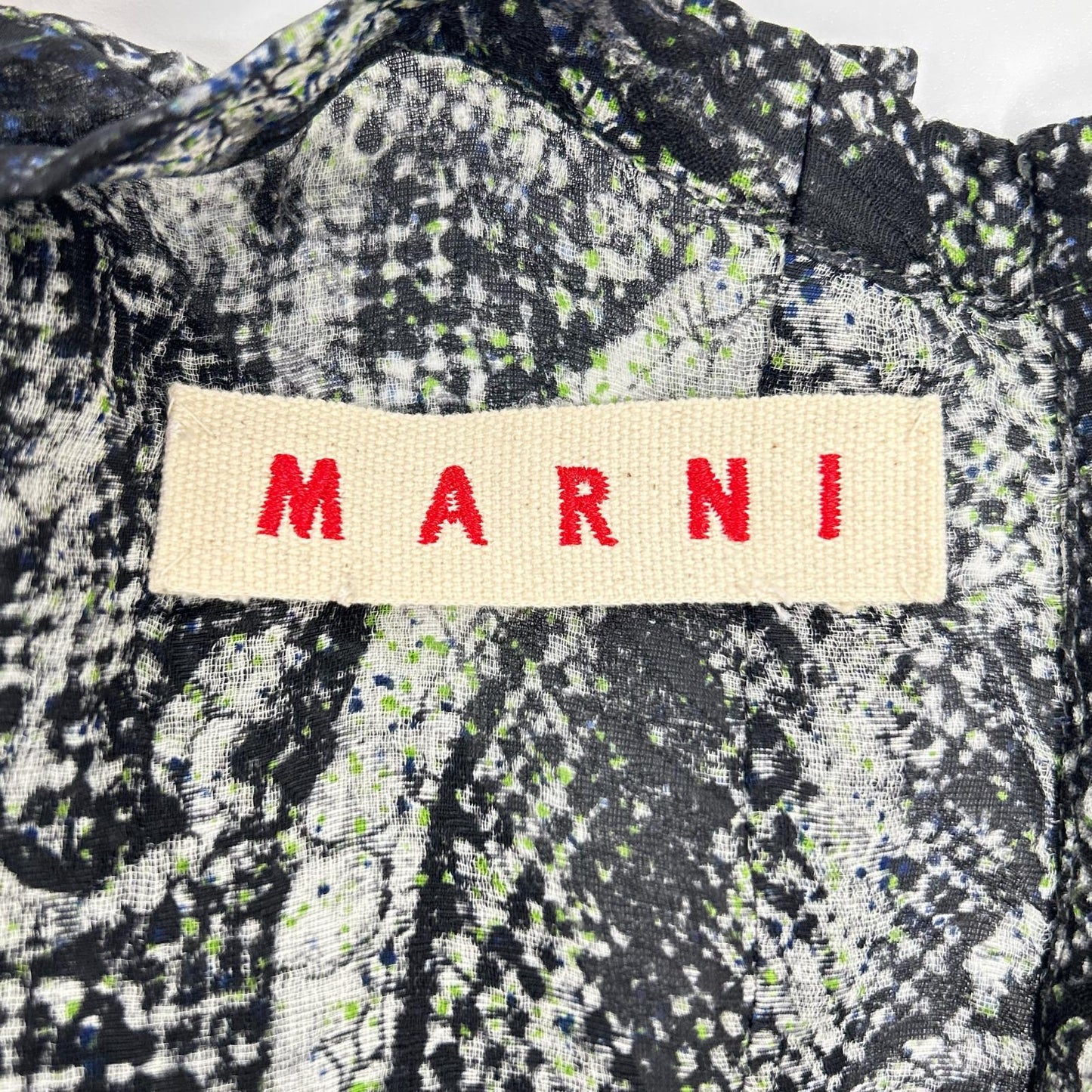 MARNI マルニ ブラック×グリーン 総柄プリントワンピース ワンピース