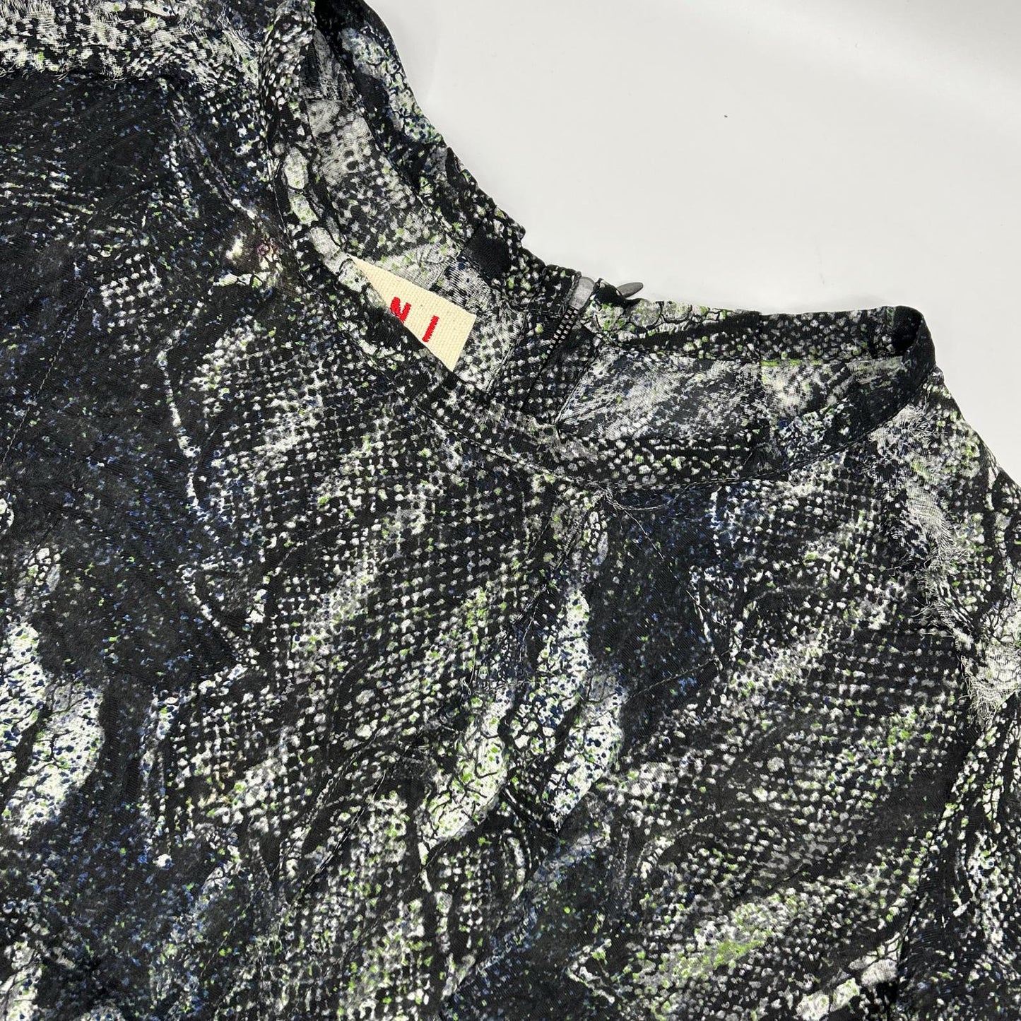 MARNI マルニ ブラック×グリーン 総柄プリントワンピース ワンピース