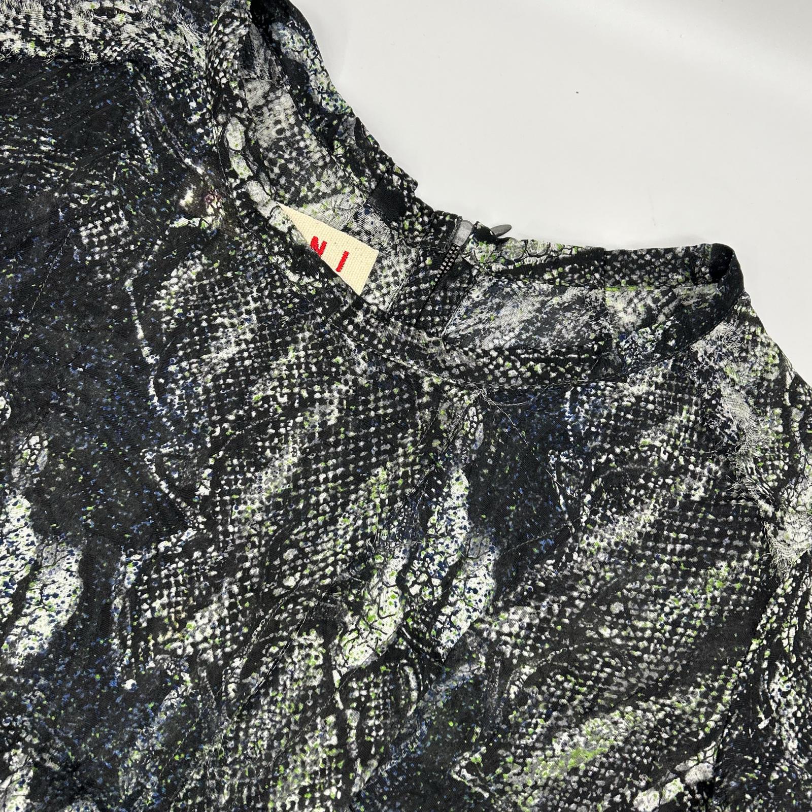 MARNI マルニ ブラック×グリーン 総柄プリントワンピース ワンピース