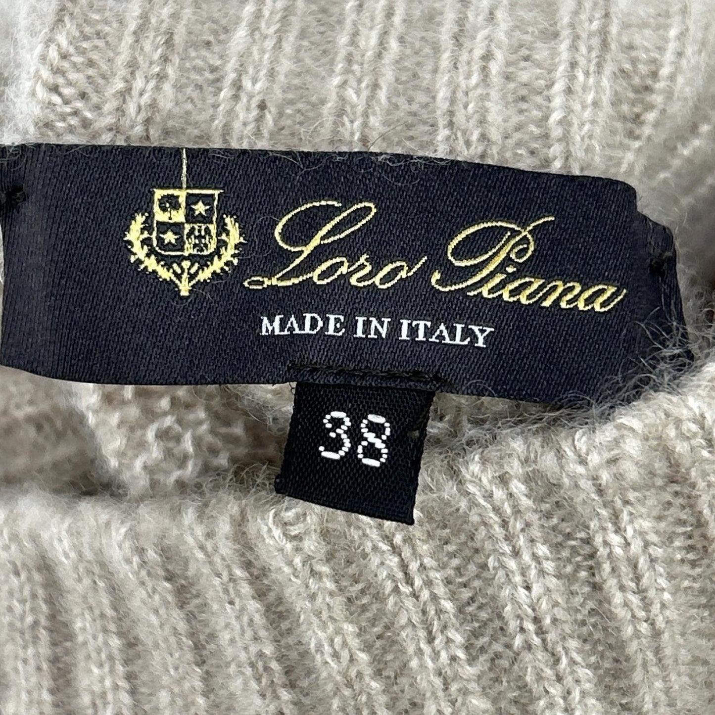 Loro Piana 诺悠翩雅 FAG3626 米色×蓝色 羊绒×真丝 高领针织套衫 上衣