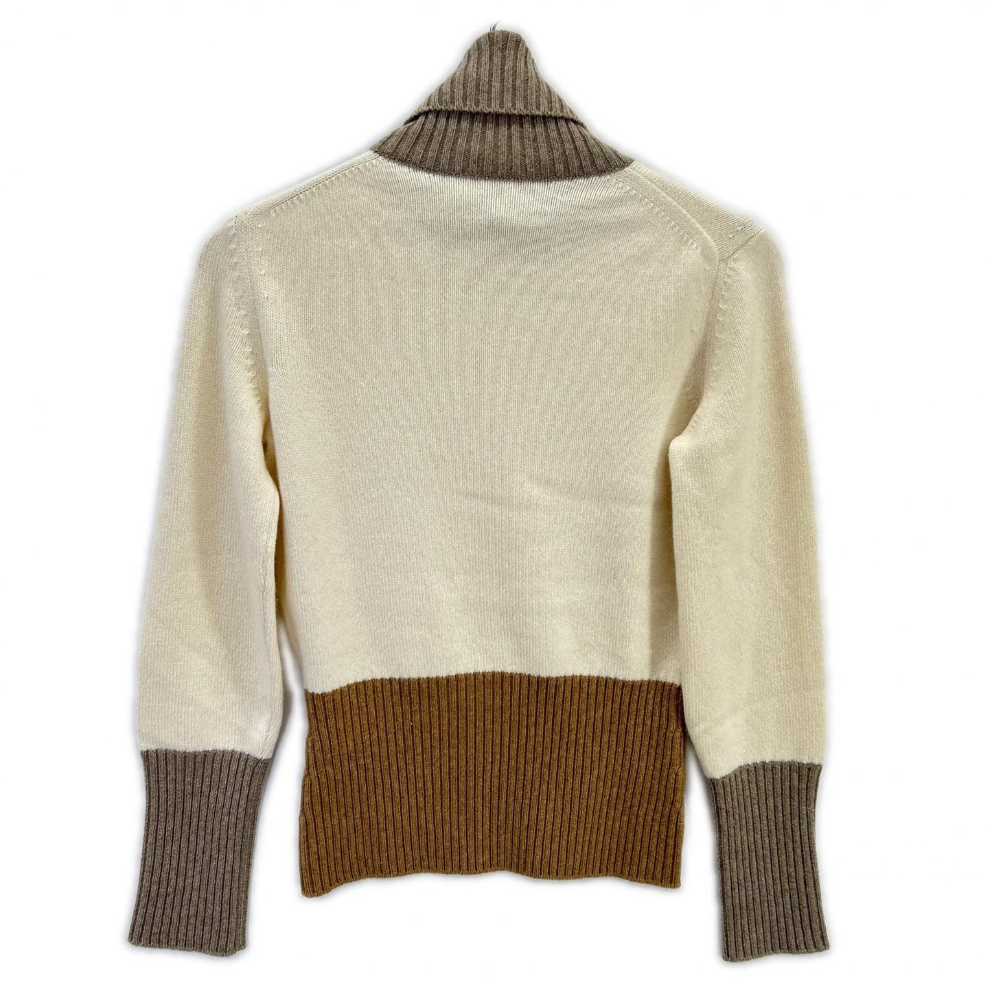 Loro Piana ロロピアーナ FAL2867 ｱｲﾎﾞﾘｰ×ﾌﾞﾗｳﾝ×ｸﾞﾚｰ ﾍﾞﾋﾞｰｶｼﾐﾔ ﾊｲﾈｯｸ ﾆｯﾄﾌﾟﾙｵｰﾊﾞｰ トップス 40