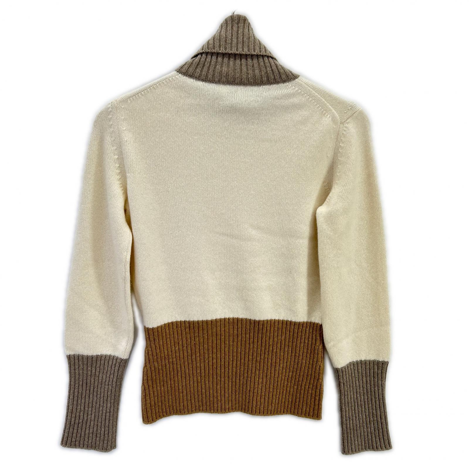 Loro Piana ロロピアーナ FAL2867 ｱｲﾎﾞﾘｰ×ﾌﾞﾗｳﾝ×ｸﾞﾚｰ ﾍﾞﾋﾞｰｶｼﾐﾔ ﾊｲﾈｯｸ ﾆｯﾄﾌﾟﾙｵｰﾊﾞｰ トップス 40
