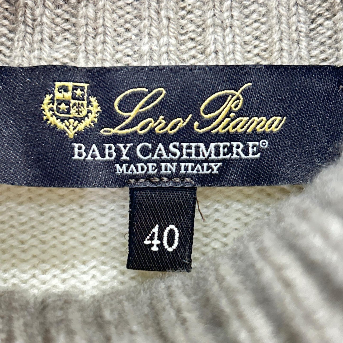 Loro Piana ロロピアーナ FAL2867 アイボリー×ブラウン×グレー ベビーカシミヤ ハイネック ニットプルオーバー トップス