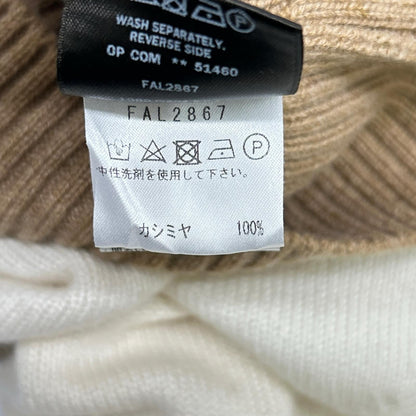 Loro Piana ロロピアーナ FAL2867 アイボリー×ブラウン×グレー ベビーカシミヤ ハイネック ニットプルオーバー トップス