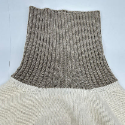 Loro Piana ロロピアーナ FAL2867 ｱｲﾎﾞﾘｰ×ﾌﾞﾗｳﾝ×ｸﾞﾚｰ ﾍﾞﾋﾞｰｶｼﾐﾔ ﾊｲﾈｯｸ ﾆｯﾄﾌﾟﾙｵｰﾊﾞｰ トップス 40