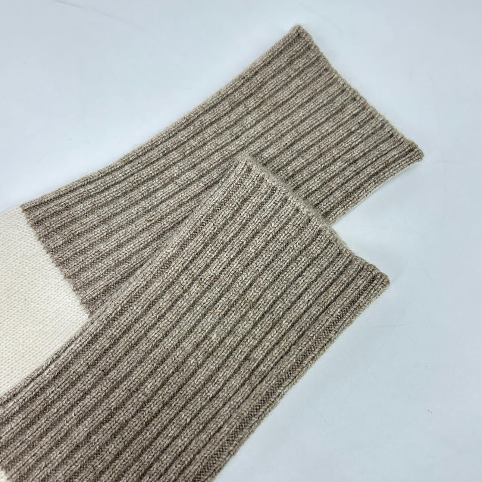 Loro Piana ロロピアーナ FAL2867 アイボリー×ブラウン×グレー ベビーカシミヤ ハイネック ニットプルオーバー トップス