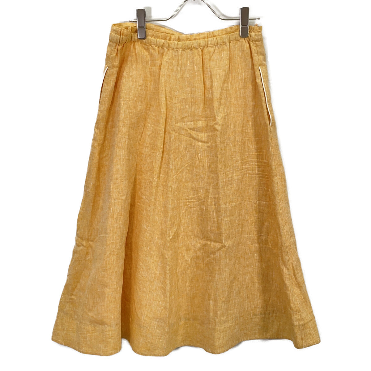 Loro Piana FAL2040 Yellow Linen x Cotton Flare Skirt