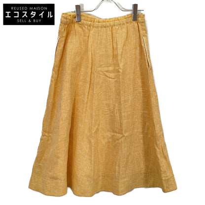 Loro Piana FAL2040 Yellow Linen x Cotton Flare Skirt