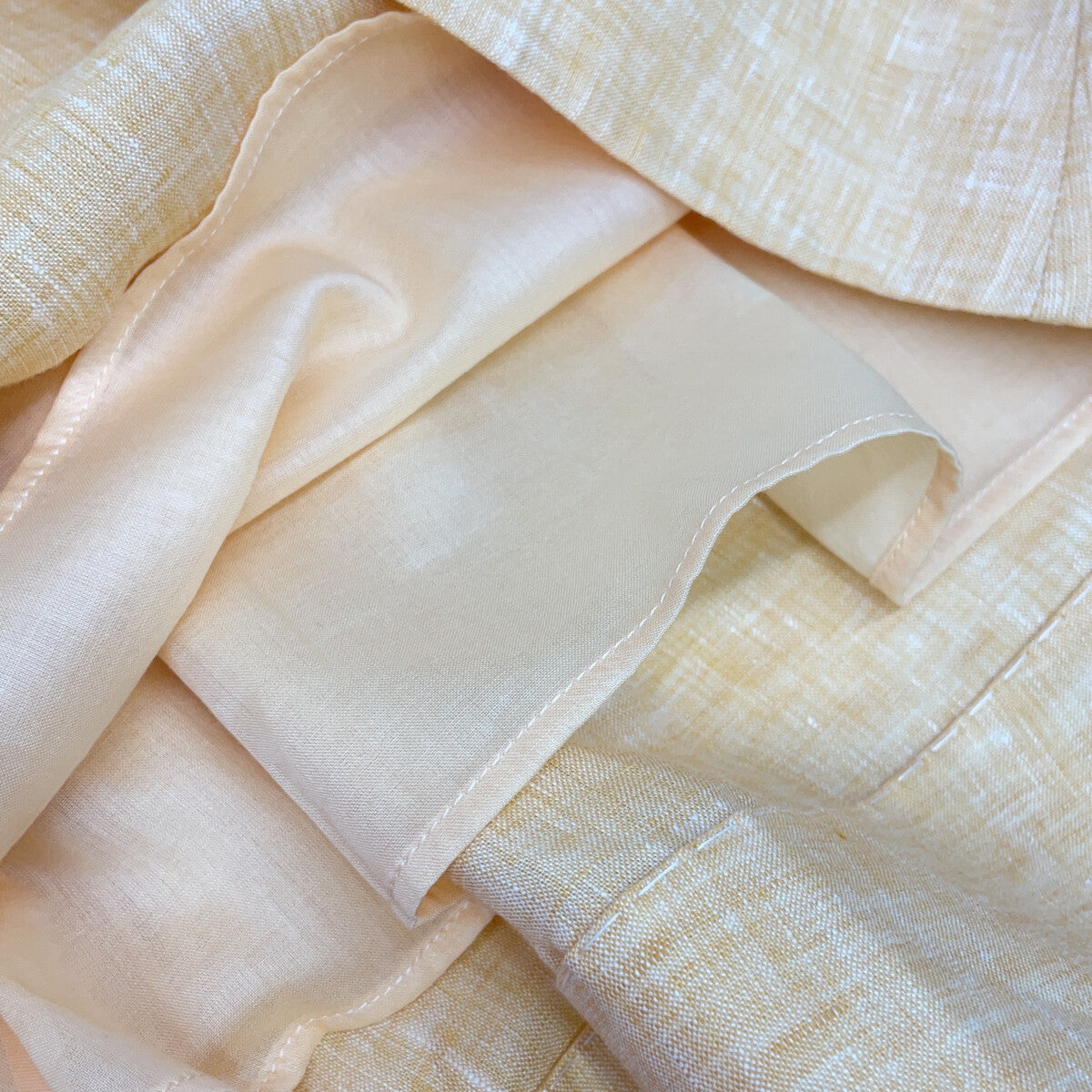 Loro Piana FAL2040 Yellow Linen x Cotton Flare Skirt
