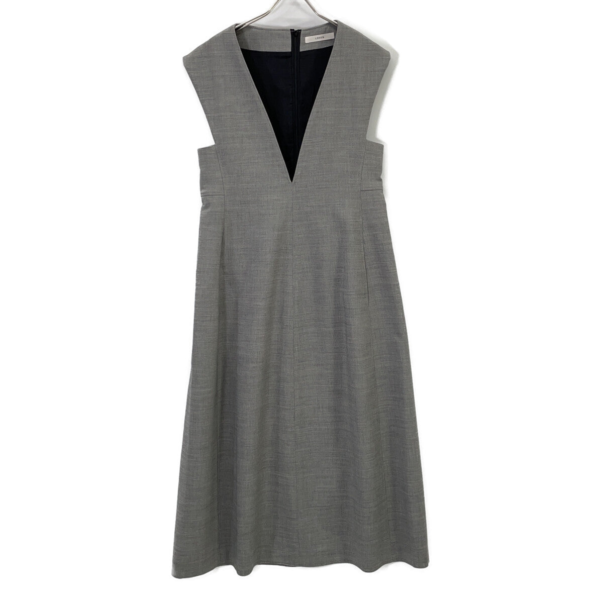 LOHEN Gray Sleeveless Switch V-Neck Dress