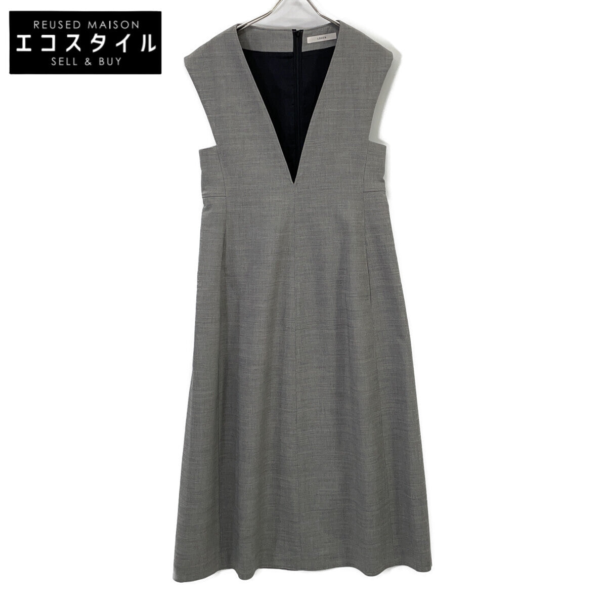 LOHEN Gray Sleeveless Switch V-Neck Dress