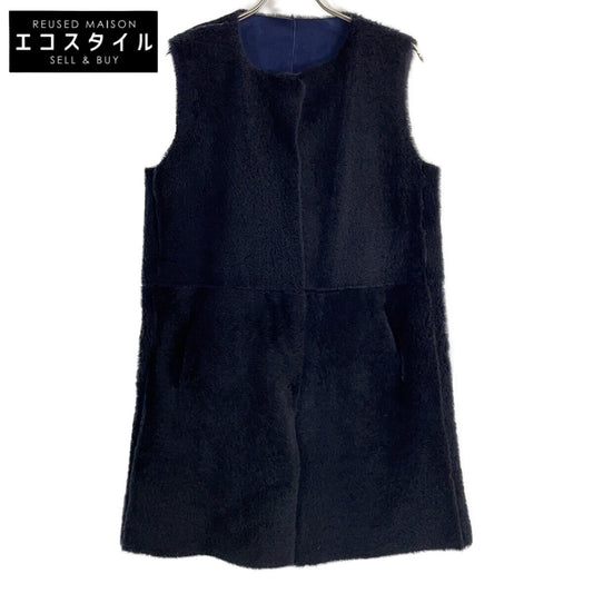 Skin Valley Navy x Black Sheepskin Reversible Mouton Vest Vest 36