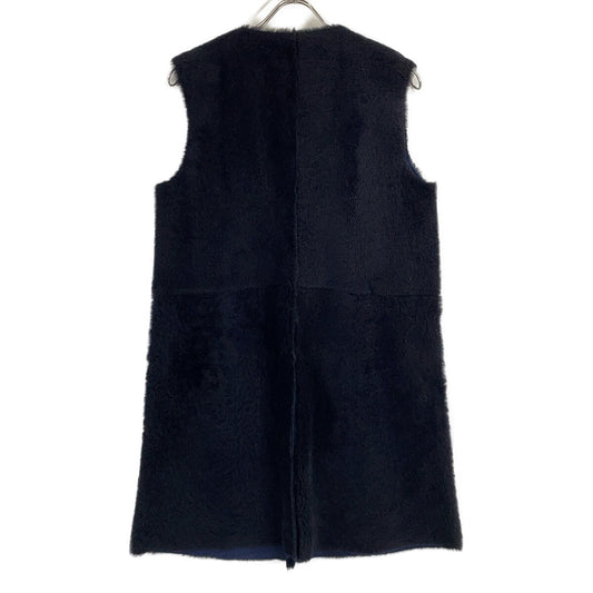 Skin Valley Navy x Black Sheepskin Reversible Mouton Vest Vest 36