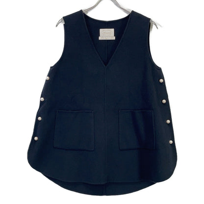 Aveniretoile S138-001 Black Super170's Wool Side Pearl Vest 34