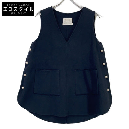 Aveniretoile S138-001 Black Super170's Wool Side Pearl Vest 34