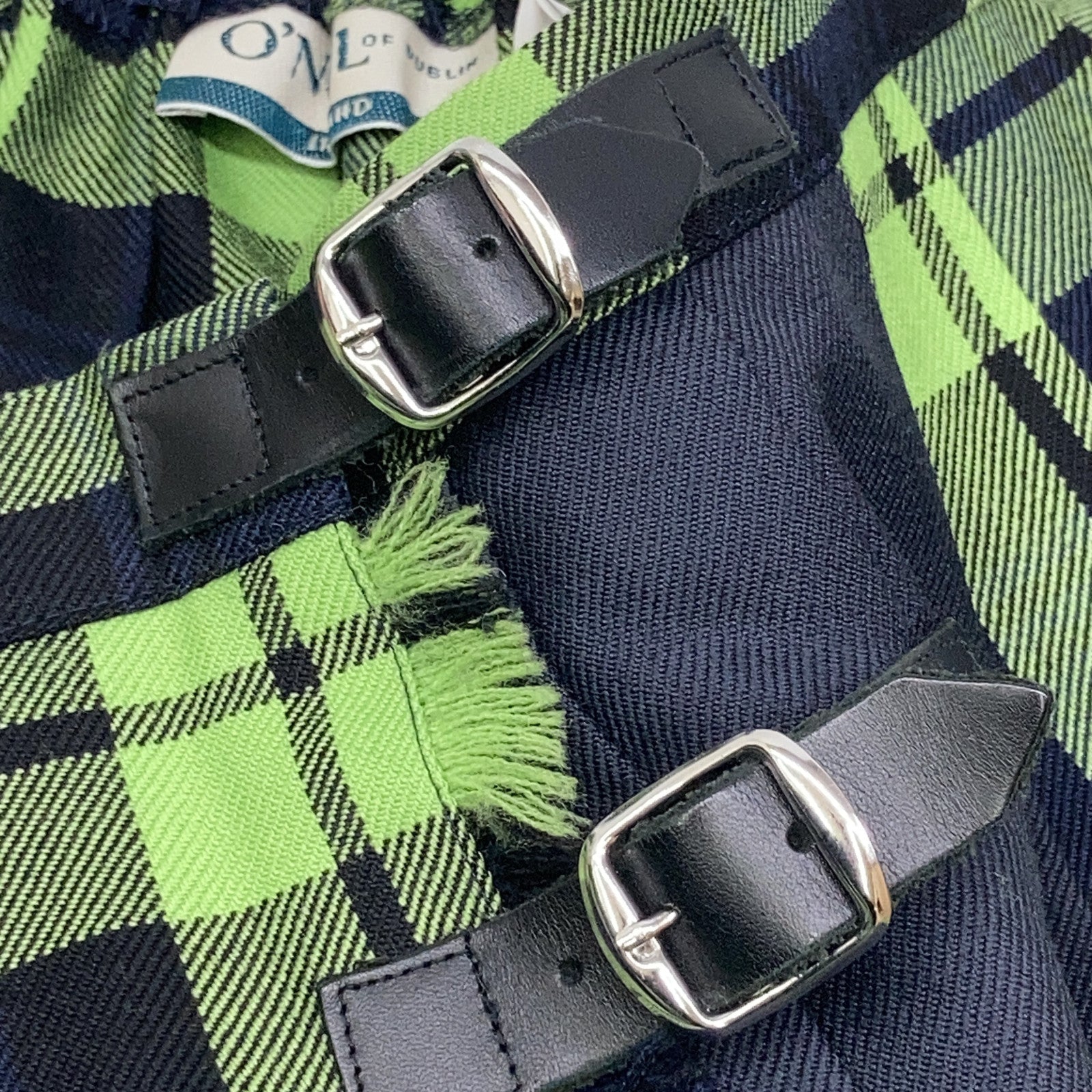 O’Neil of Dublin 都柏林奥尼尔 20年款 01037-00 绿×藏青 格纹 褶皱呢短裙 半身裙 38