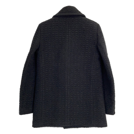 SAINT LAURENT PARIS サンローランパリ 581137 Y7D30 ブラック ウール ツイード ダブルブレスト ピーコート コート