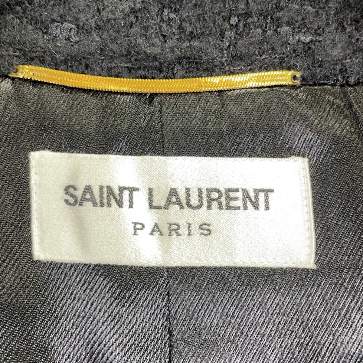 SAINT LAURENT PARIS サンローランパリ 581137 Y7D30 ブラック ウール ツイード ダブルブレスト ピーコート コート